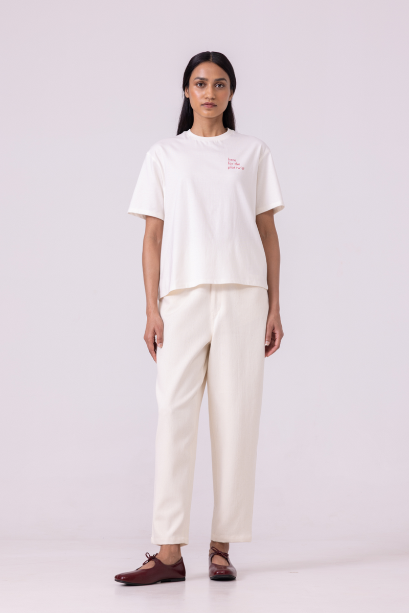 Drew Off White Organic Cotton TShirt cotton by The Summer House for women in Singapore