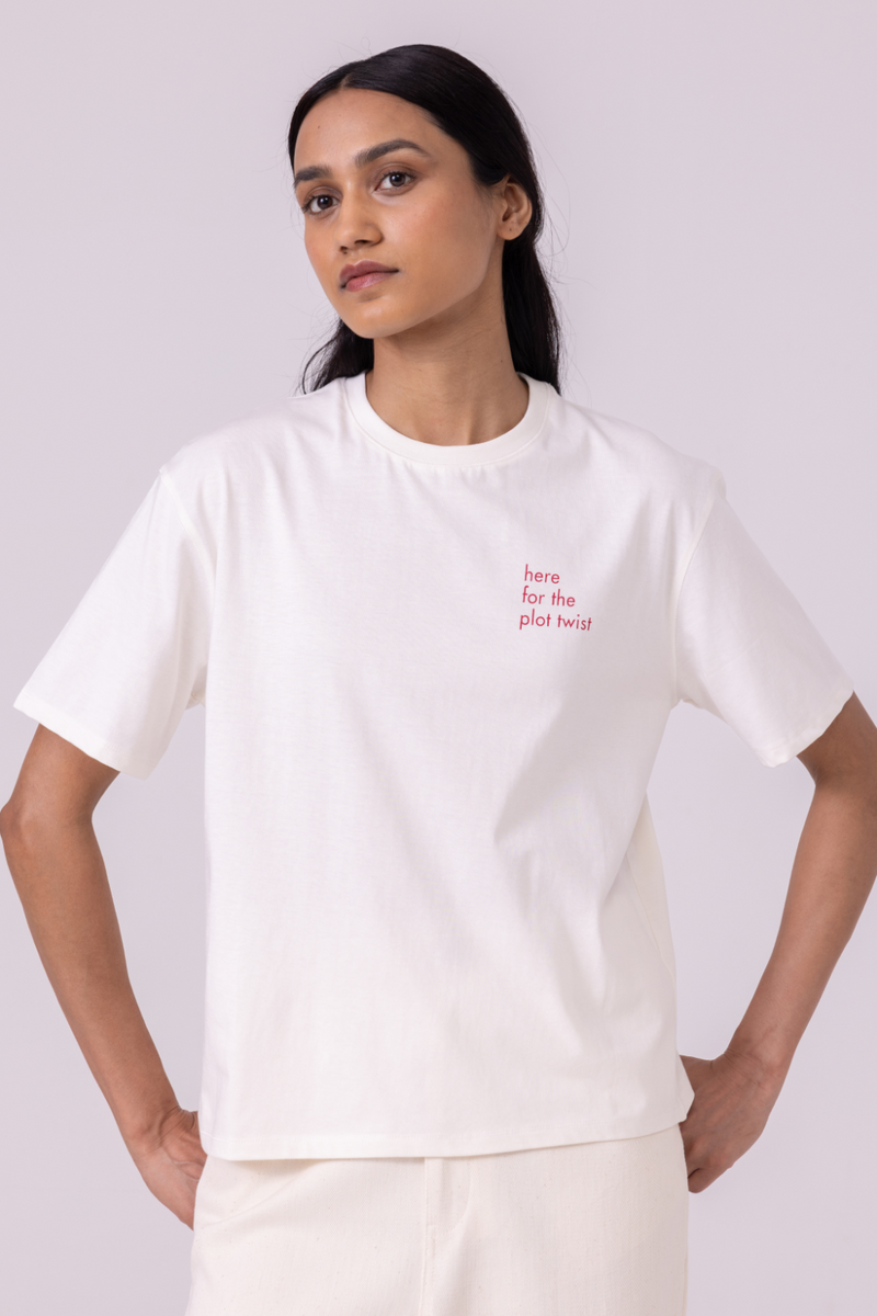 Drew Off White Organic Cotton TShirt cotton by The Summer House for women in Singapore
