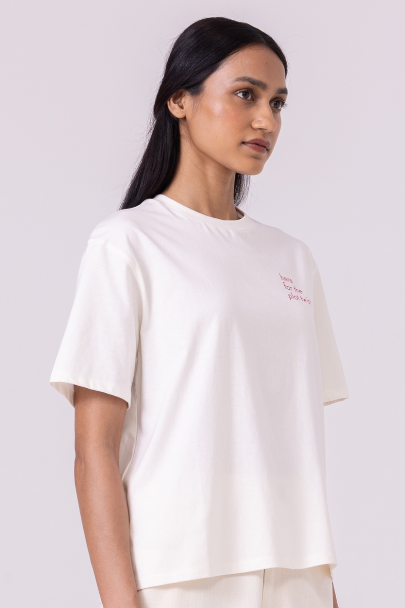 Drew Off White Organic Cotton TShirt cotton by The Summer House for women in Singapore