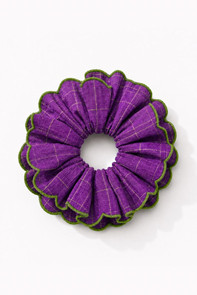 Drift Scallop Scrunchie cotton hair accessorie by JodiLife in purple for women in Singapore