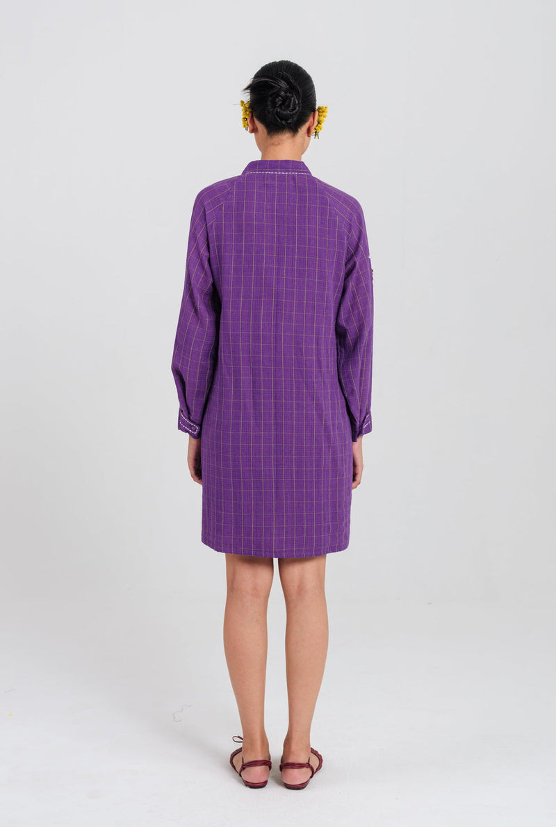 Drift Handloom Tunic handwoven cotton tunics/kaftan by JodiLife in purple for women in Singapore