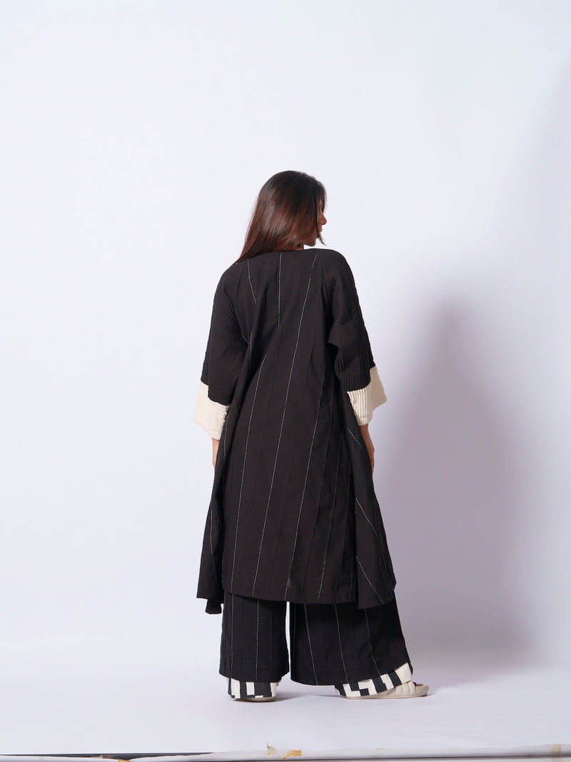 Dune Tunic-Black + Natural cotton matty kaftans and tunics by Stoique in black, natural for women in Singapore