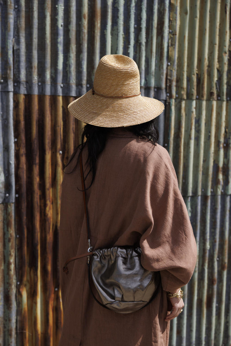 Lightweight Checkered Duster Jacket — Terracotta 100% cotton by World of Crow in beige color for women in Singapore