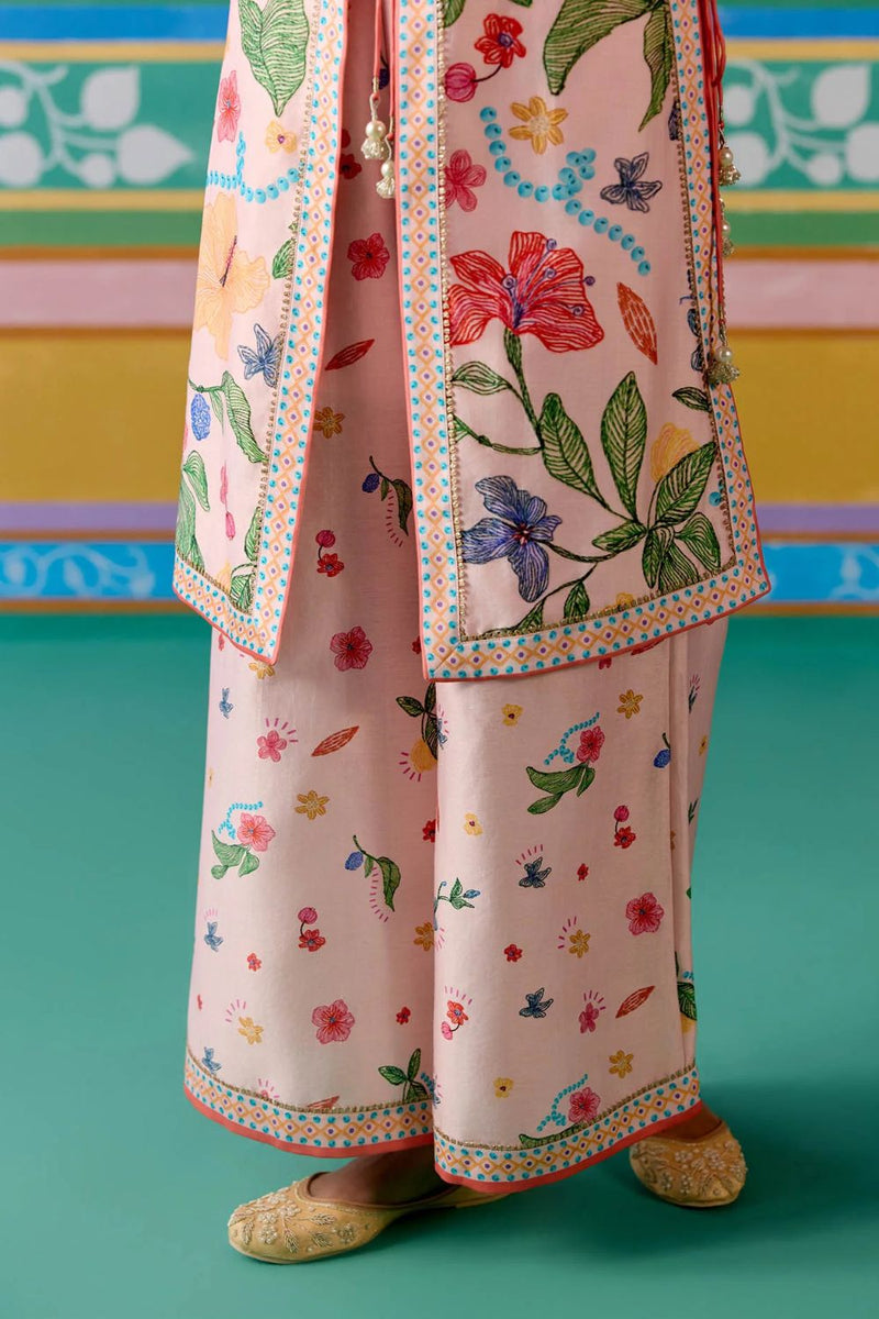Dusty Pink Floral Jacket Set chanderi Buy Dusty Pink Floral Jacket Set from C&W | Co-Ord Sets for Women by Label Mogra in pink color for women in Singapore