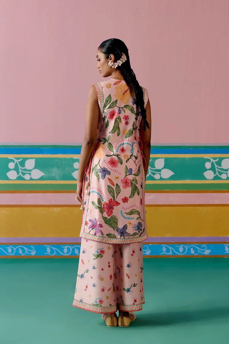 Dusty Pink Floral Jacket Set chanderi Buy Dusty Pink Floral Jacket Set from C&W | Co-Ord Sets for Women by Label Mogra in pink color for women in Singapore