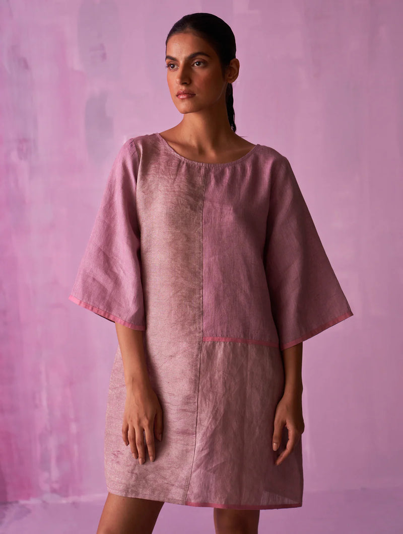 Ahana Metallic Linen Dress linen by Manan in black color for women in Singapore