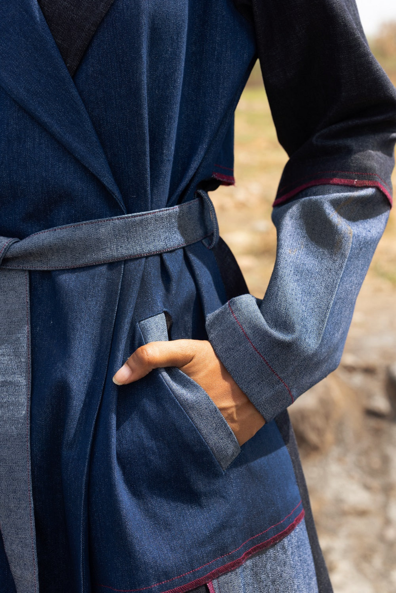 Amelia Denim Trench mul by Doodlage in multi color for women in Singapore