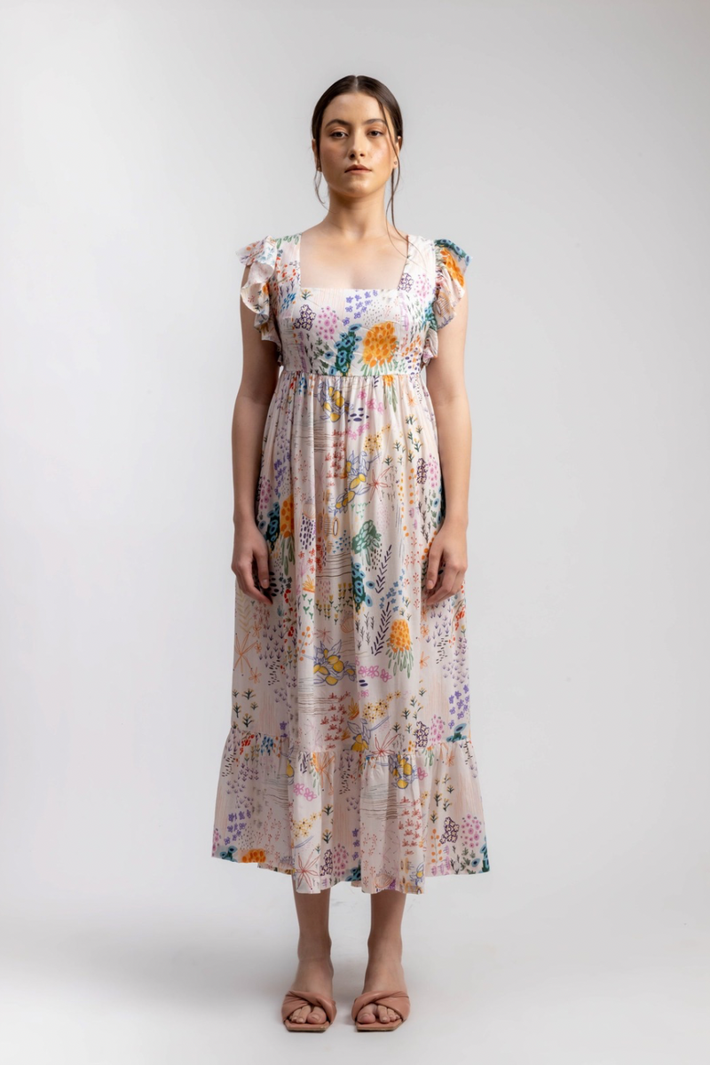 LILY PRINTED DRESS mul by Doodlage in multi color for women in Singapore