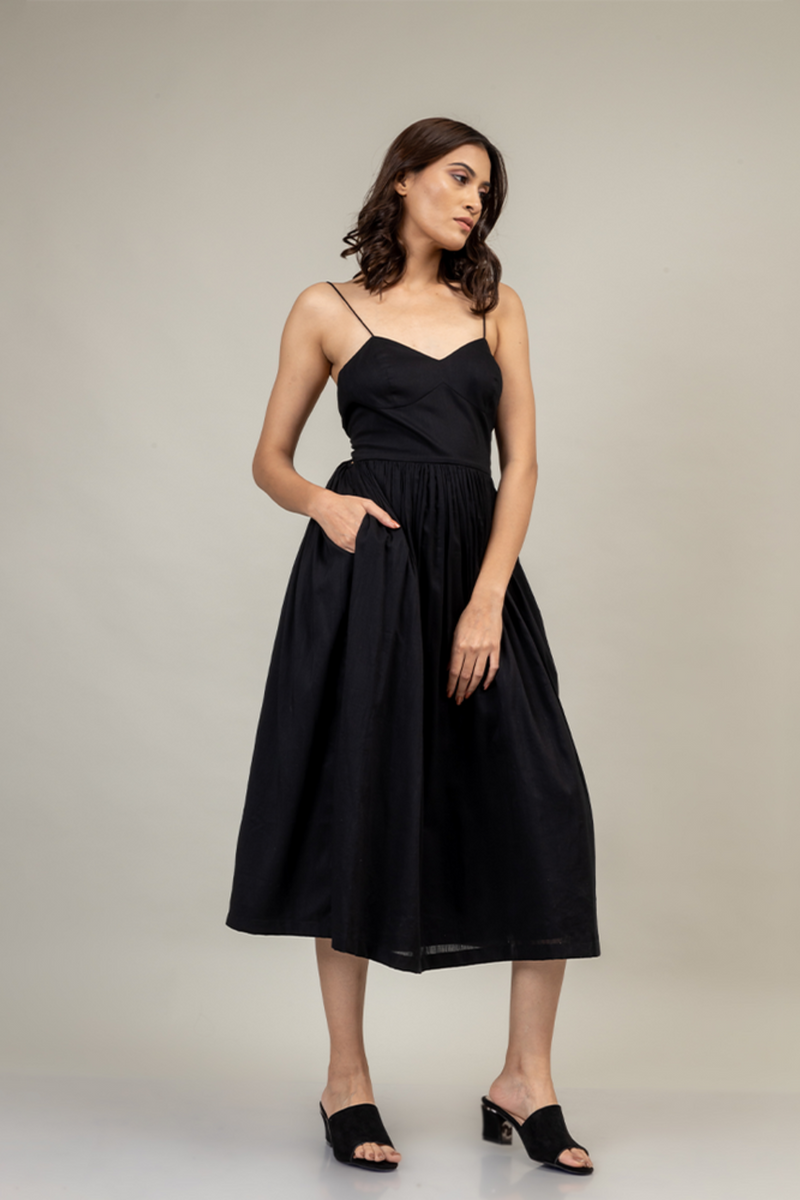 MARY BLACK DRESS by Doodlage in black color for women in Singapore