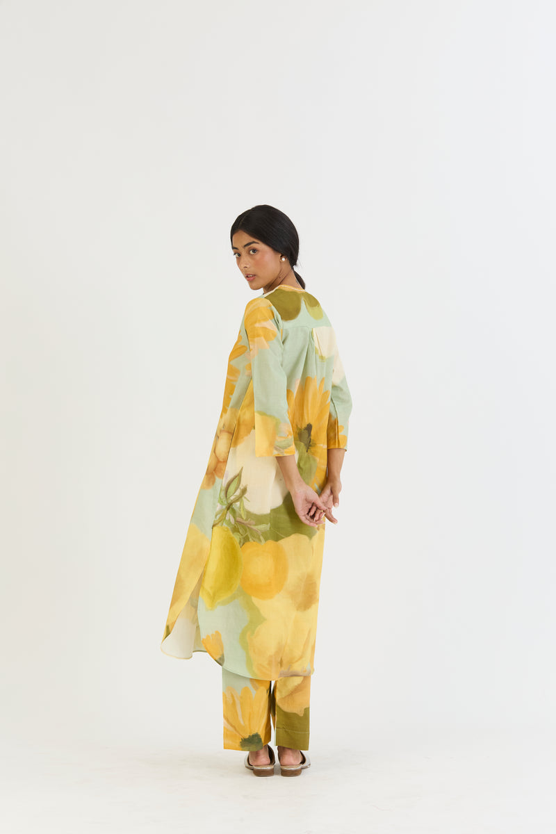 LEMONADE LONG KURTA SET cotton by Yam in yellow color for women in Singapore
