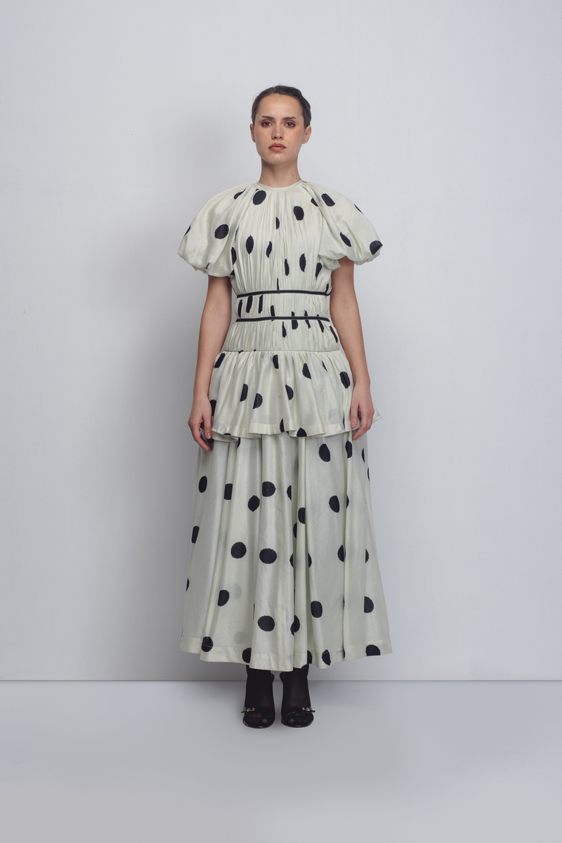Elis Dress - Off White + Black Dots cotton Buy Elis Dress - Off White + Black Dots from C&W | Dresses for Women by Leh Studios in black color for women in Singapore