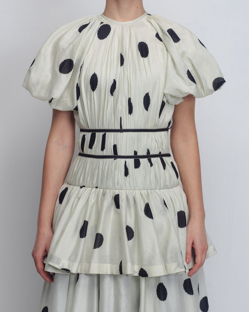 Elis Dress - Off White + Black Dots cotton Buy Elis Dress - Off White + Black Dots from C&W | Dresses for Women by Leh Studios in black color for women in Singapore