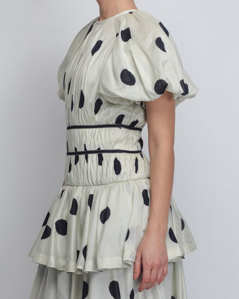 Elis Dress - Off White + Black Dots cotton Buy Elis Dress - Off White + Black Dots from C&W | Dresses for Women by Leh Studios in black color for women in Singapore