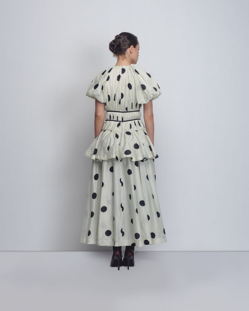 Elis Dress - Off White + Black Dots cotton Buy Elis Dress - Off White + Black Dots from C&W | Dresses for Women by Leh Studios in black color for women in Singapore