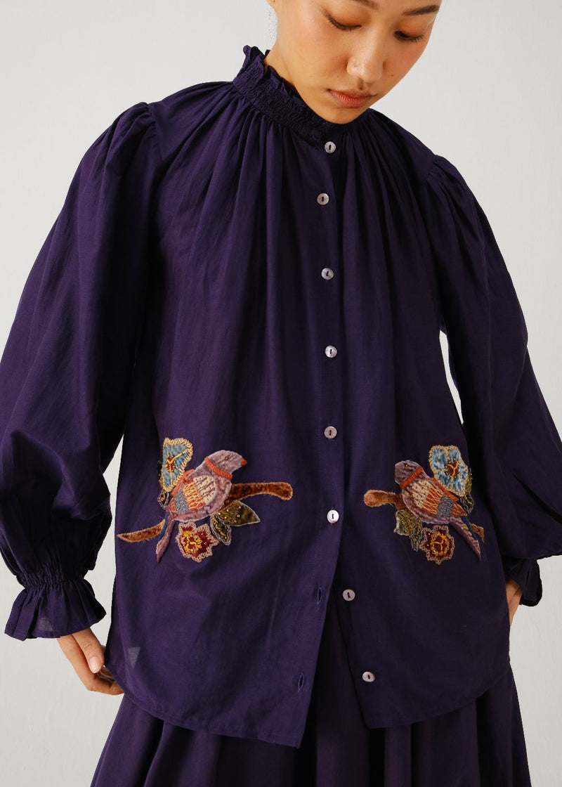 Elsa top-Ink parrot emb. silk by CORD for women in Singapore