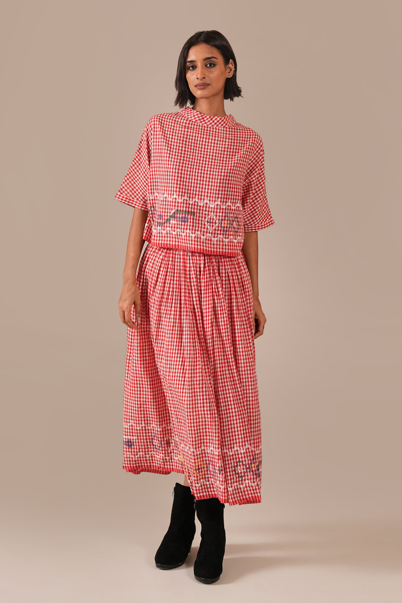 EMBER SHORE SET 100% cotton Buy EMBER SHORE SET from C&W | Co-Ord Sets for Women by Indigo Dreams in red color for women in Singapore