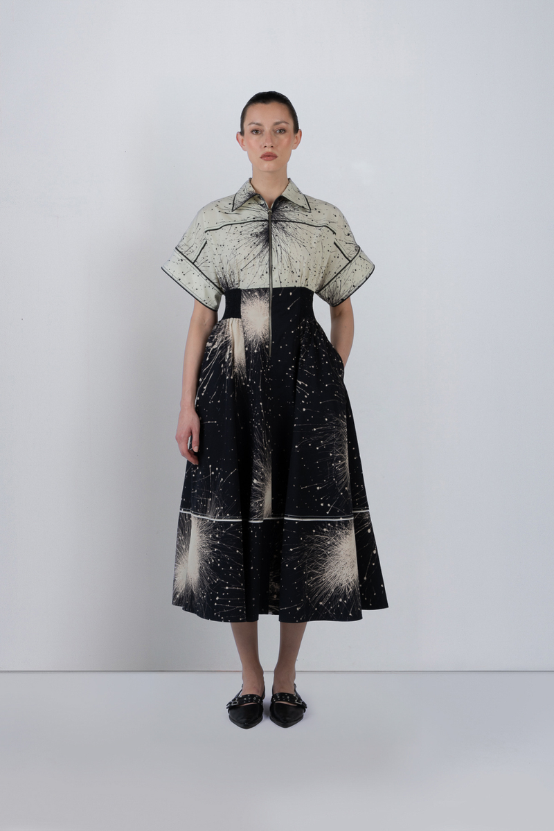 ESTHER DRESS - Black + Ivory dress by Leh Studios in black for women in Singapore