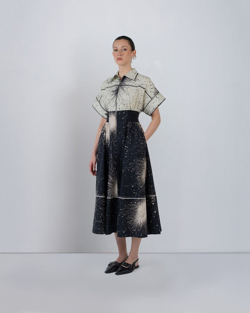ESTHER DRESS - Black + Ivory dress by Leh Studios in black for women in Singapore