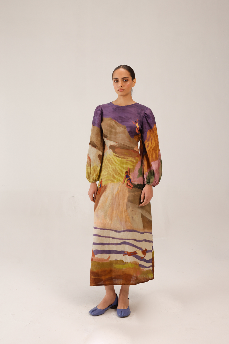 EURO LONG DRESS - SWIMMERS all linen by CORD for women in Singapore