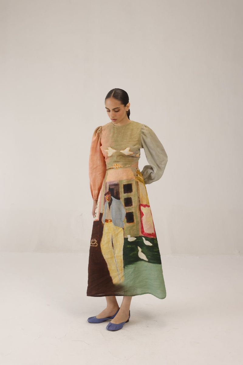 EURO LONG DRESS - MORNING COFFEE all linen by CORD for women in Singapore