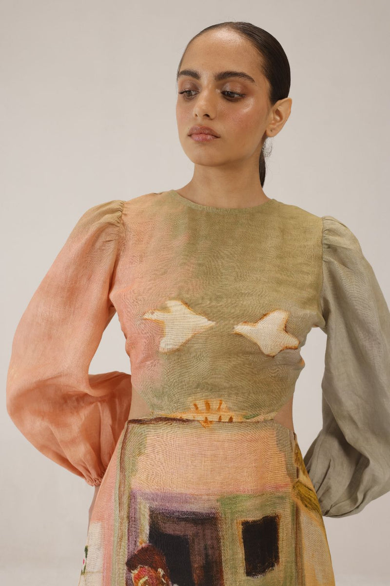 EURO LONG DRESS - MORNING COFFEE all linen by CORD for women in Singapore