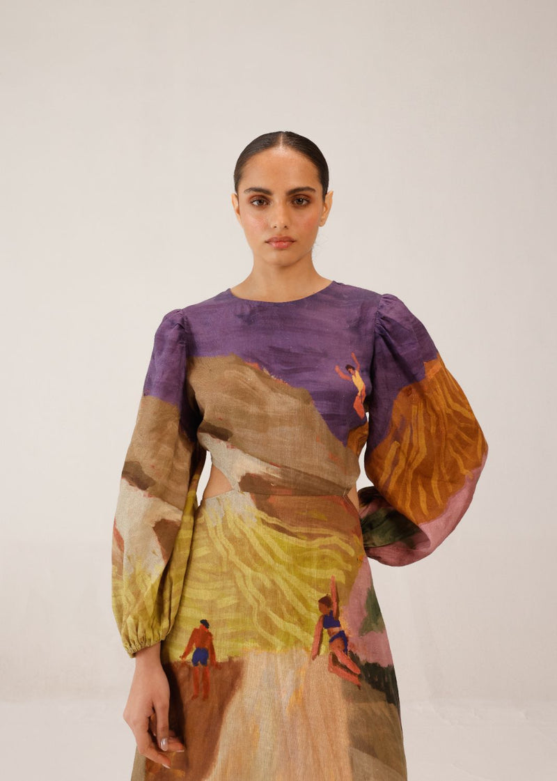 EURO LONG DRESS - SWIMMERS all linen by CORD for women in Singapore