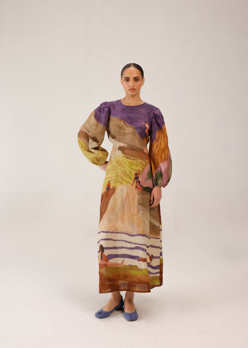 EURO LONG DRESS - SWIMMERS all linen by CORD for women in Singapore