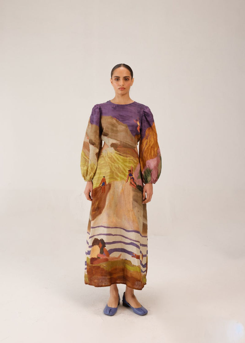 EURO LONG DRESS - SWIMMERS all linen by CORD for women in Singapore
