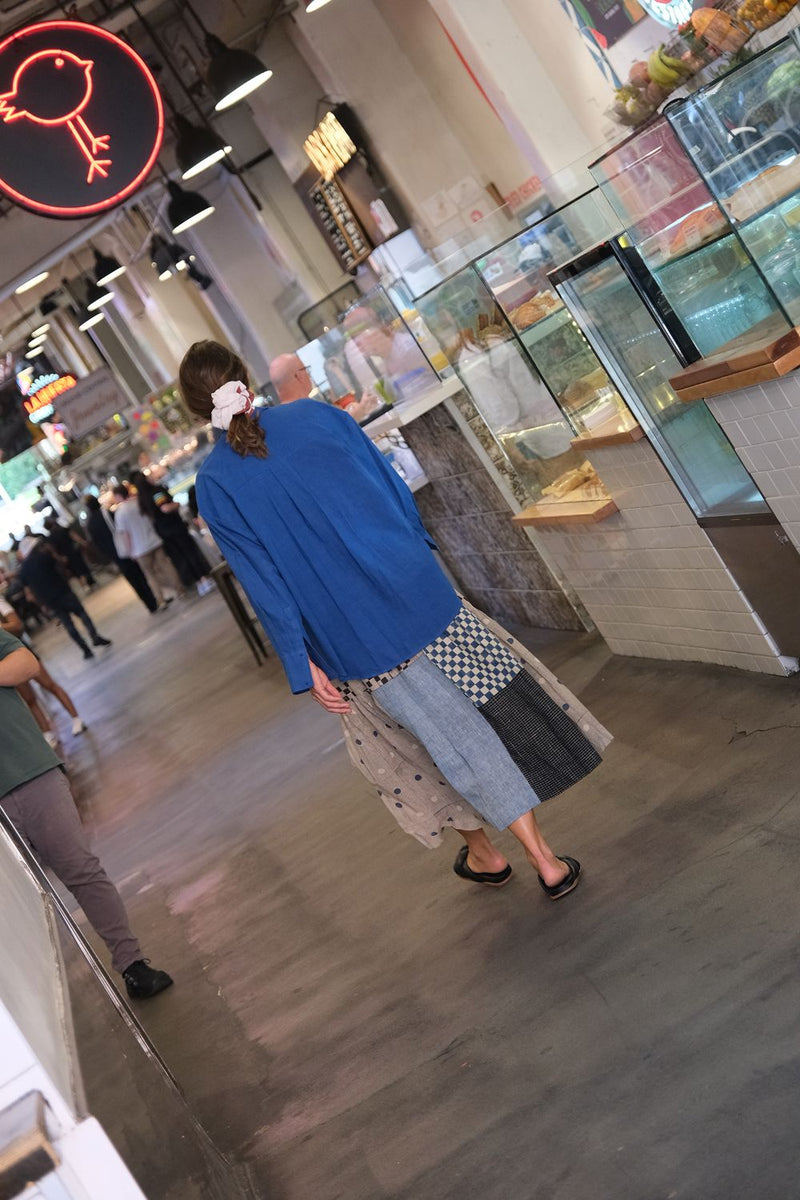 Echo Park Blue Patchwork Skirt cotton by World of Crow in blue color for women in Singapore