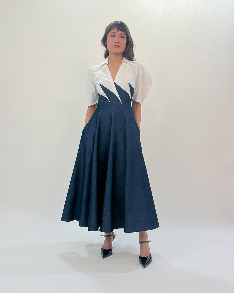 Yacht Dress-Blue & White 100% cotton Buy Yacht Dress-Blue & White from C&W | Dresses for Women by Leh Studios in multi color for women in Singapore
