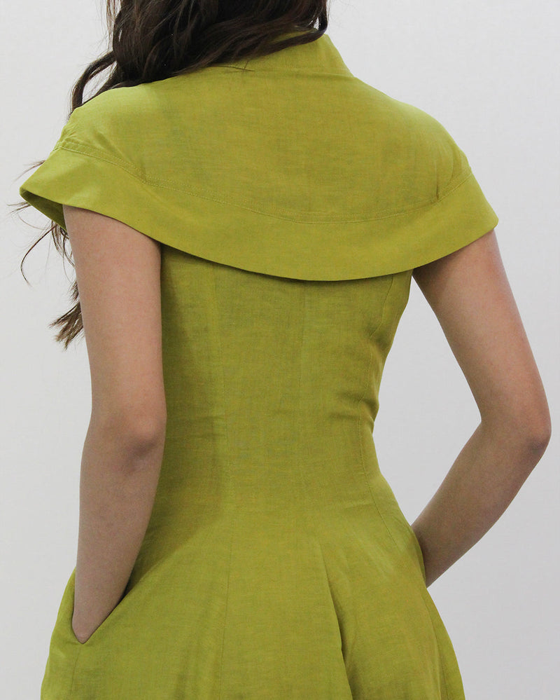 Sophie Cape dress linen Buy Sophie Cape dress from C&W | Dresses for Women by Leh Studios in green color for women in Singapore