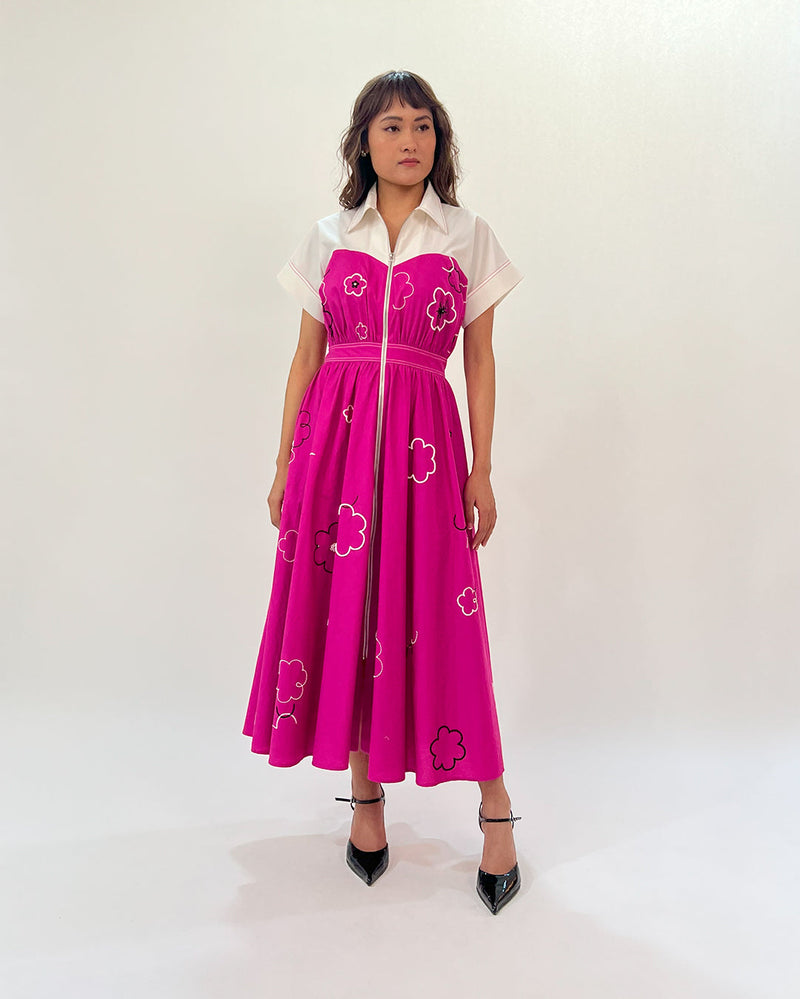 Ditsy Cup Zip Dress 100% cotton Buy Ditsy Cup Zip Dress from C&W | Dresses for Women by Leh Studios in pink color for women in Singapore