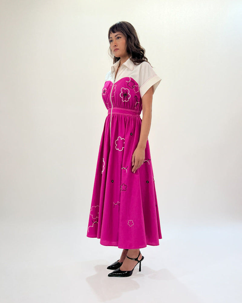 Ditsy Cup Zip Dress 100% cotton Buy Ditsy Cup Zip Dress from C&W | Dresses for Women by Leh Studios in pink color for women in Singapore
