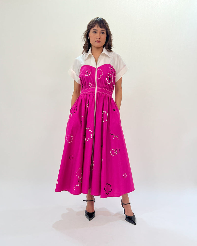 Ditsy Cup Zip Dress 100% cotton Buy Ditsy Cup Zip Dress from C&W | Dresses for Women by Leh Studios in pink color for women in Singapore