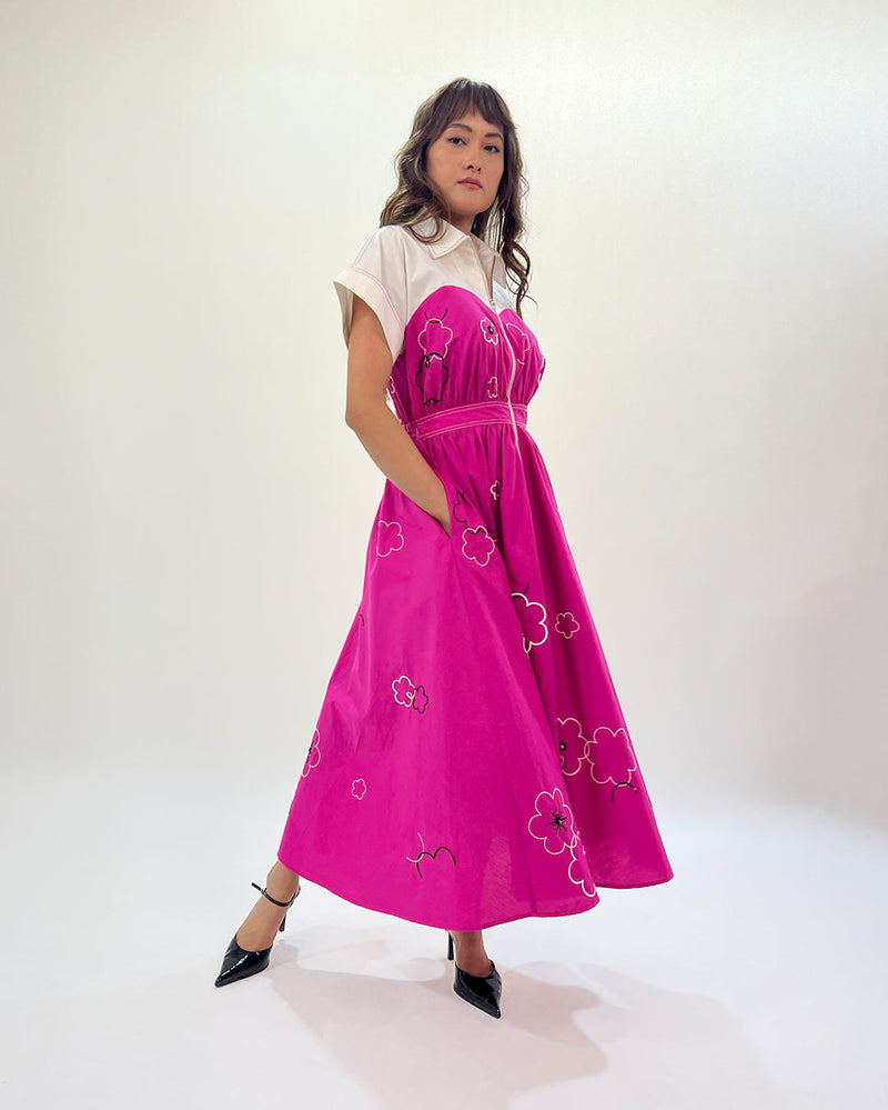 Ditsy Cup Zip Dress 100% cotton Buy Ditsy Cup Zip Dress from C&W | Dresses for Women by Leh Studios in pink color for women in Singapore