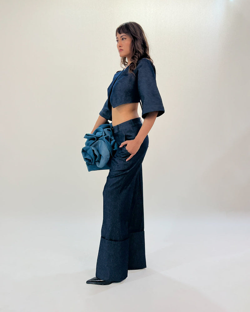 Back straped top linen Buy Back straped top from C&W | Tops And Shirts for Women by Leh Studios in blue color for women in Singapore
