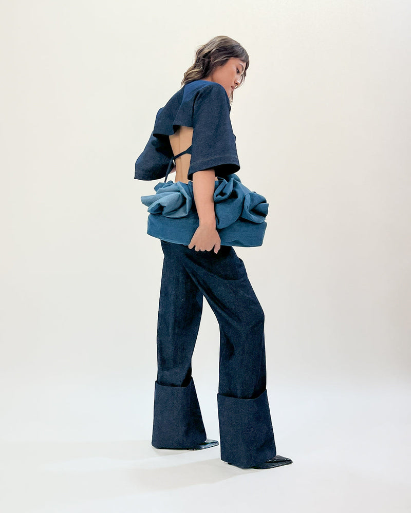 Back straped top linen Buy Back straped top from C&W | Tops And Shirts for Women by Leh Studios in blue color for women in Singapore