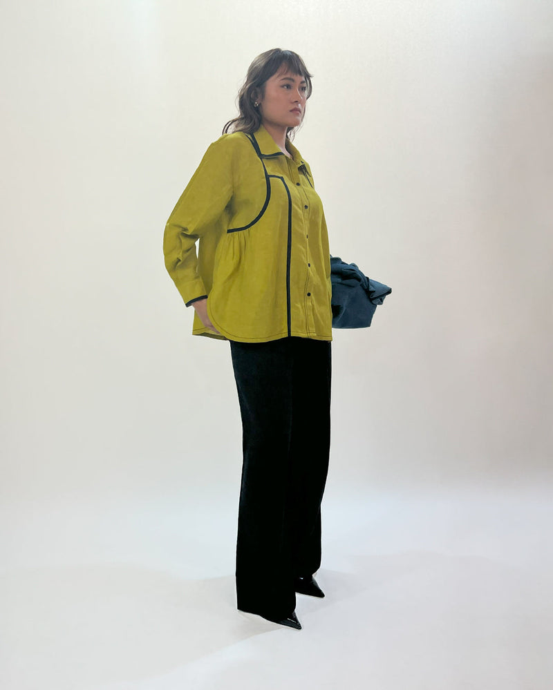 Line shirt 100% cotton Buy Line shirt from C&W | Tops And Shirts for Women by Leh Studios in green color for women in Singapore