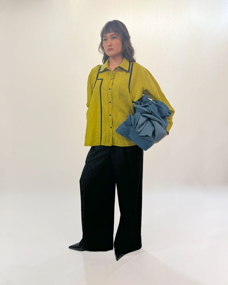 Line shirt 100% cotton Buy Line shirt from C&W | Tops And Shirts for Women by Leh Studios in green color for women in Singapore