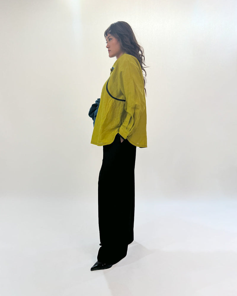 Line shirt 100% cotton Buy Line shirt from C&W | Tops And Shirts for Women by Leh Studios in green color for women in Singapore
