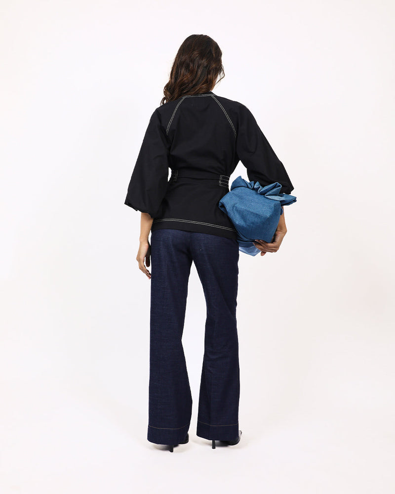 Lana Top-Black & Off White 100% cotton Buy Lana Top from C&W | Tops And Shirts for Women by Leh Studios in black color for women in Singapore