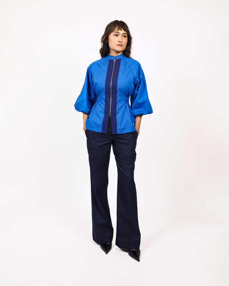Lana Top-E.Blue & Navy 100% cotton Buy Lana Top-E.Blue & Navy from C&W | Tops And Shirts for Women by Leh Studios in navy color for women in Singapore