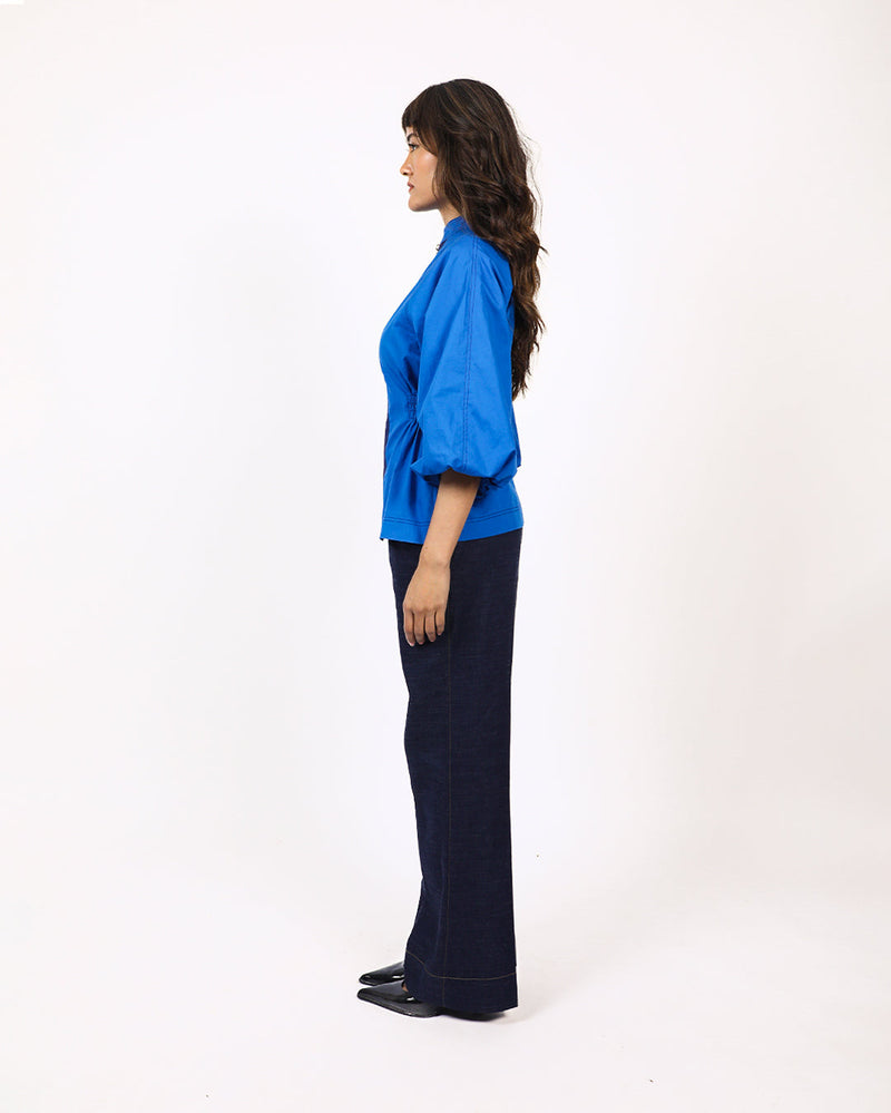 Lana Top-E.Blue & Navy 100% cotton Buy Lana Top-E.Blue & Navy from C&W | Tops And Shirts for Women by Leh Studios in navy color for women in Singapore
