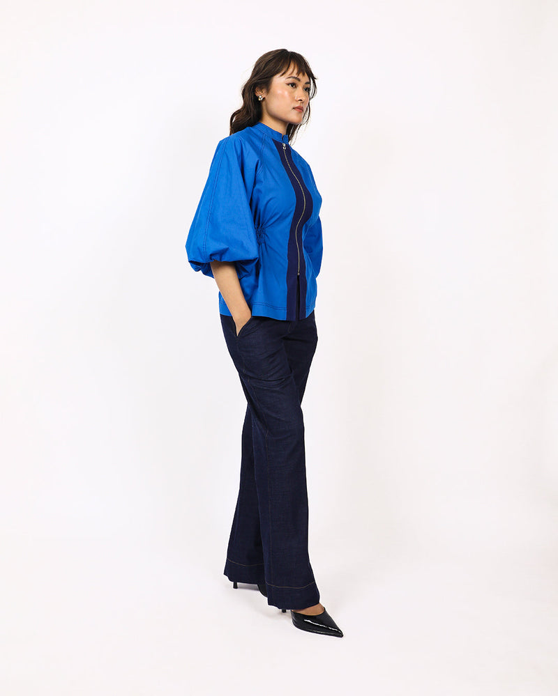 Lana Top-E.Blue & Navy 100% cotton Buy Lana Top-E.Blue & Navy from C&W | Tops And Shirts for Women by Leh Studios in navy color for women in Singapore