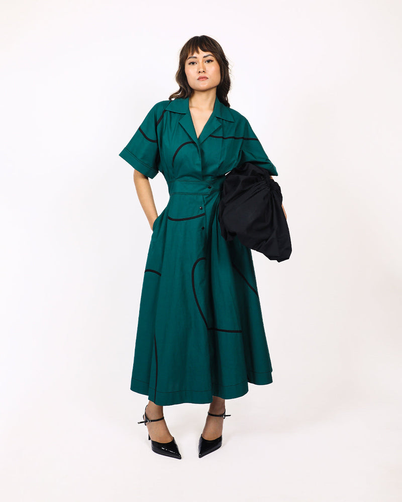 Stem Sundress 100% cotton Buy Stem Sundress from C&W | Dresses for Women by Leh Studios in green color for women in Singapore