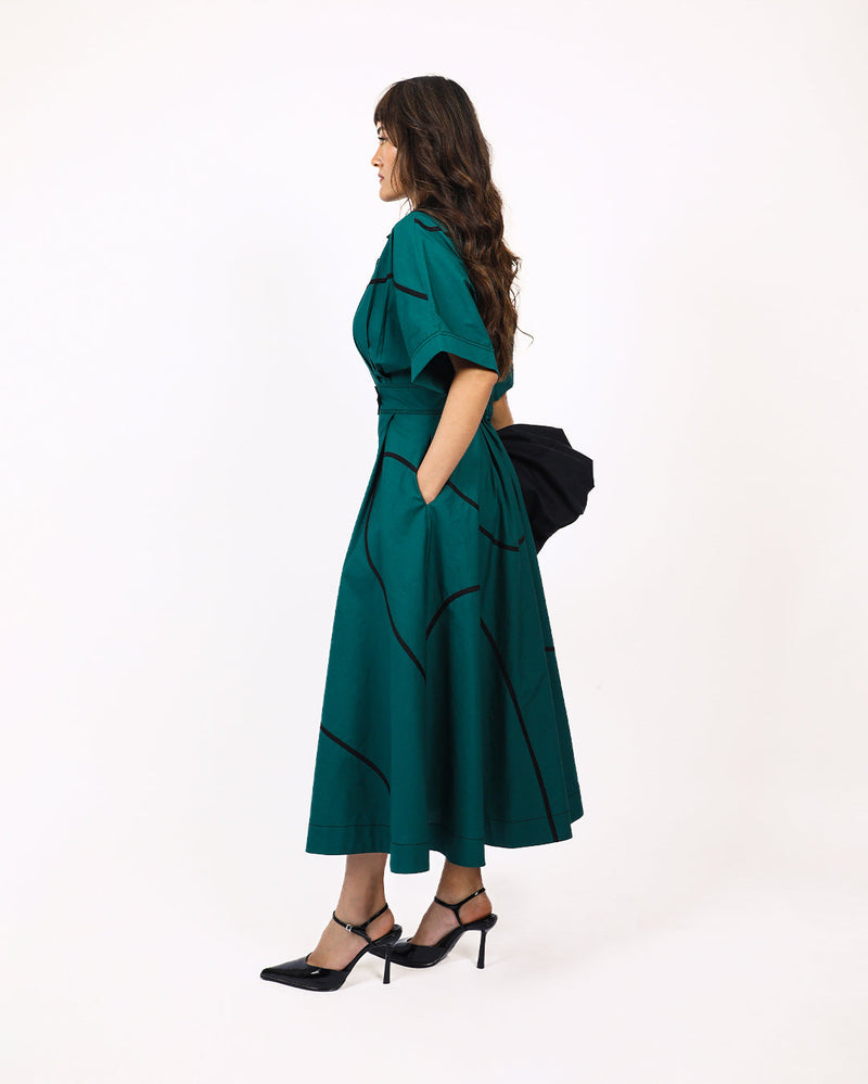 Stem Sundress 100% cotton Buy Stem Sundress from C&W | Dresses for Women by Leh Studios in green color for women in Singapore