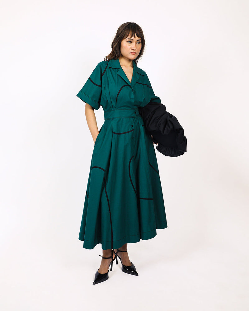 Stem Sundress 100% cotton Buy Stem Sundress from C&W | Dresses for Women by Leh Studios in green color for women in Singapore