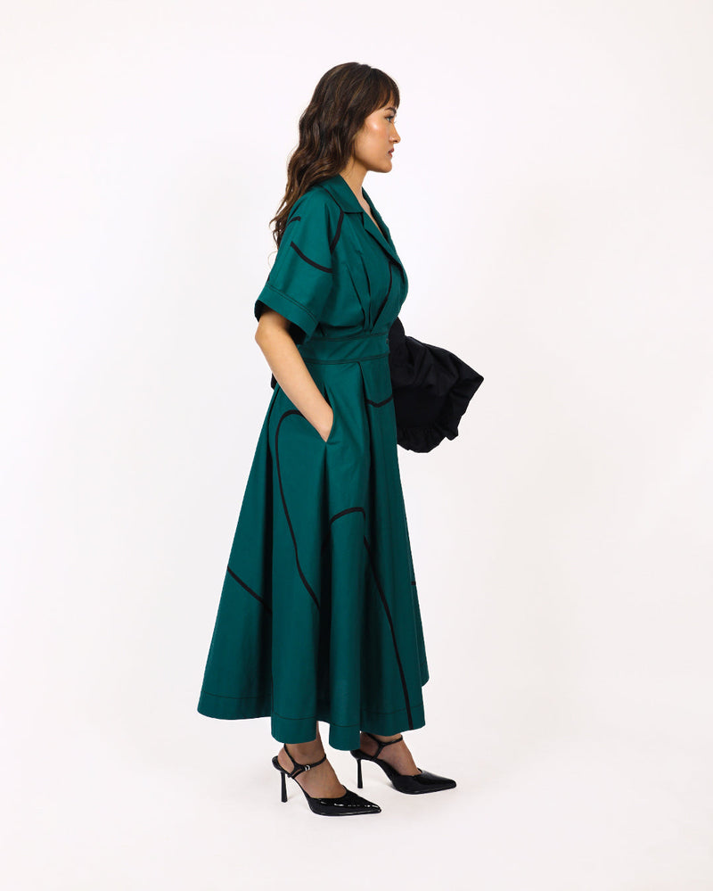 Stem Sundress 100% cotton Buy Stem Sundress from C&W | Dresses for Women by Leh Studios in green color for women in Singapore
