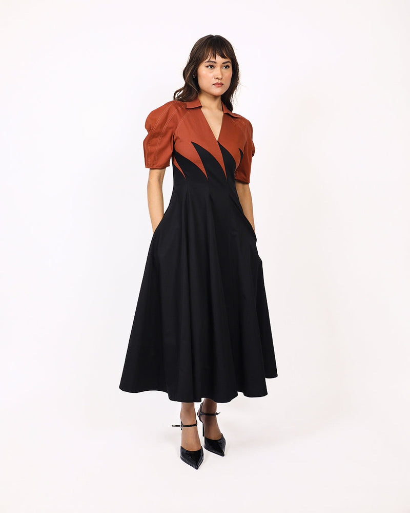 Yacht Dress-Black & Brown 100% cotton Buy Yacht Dress-Black & Brown from C&W | Dresses for Women by Leh Studios in multi color for women in Singapore