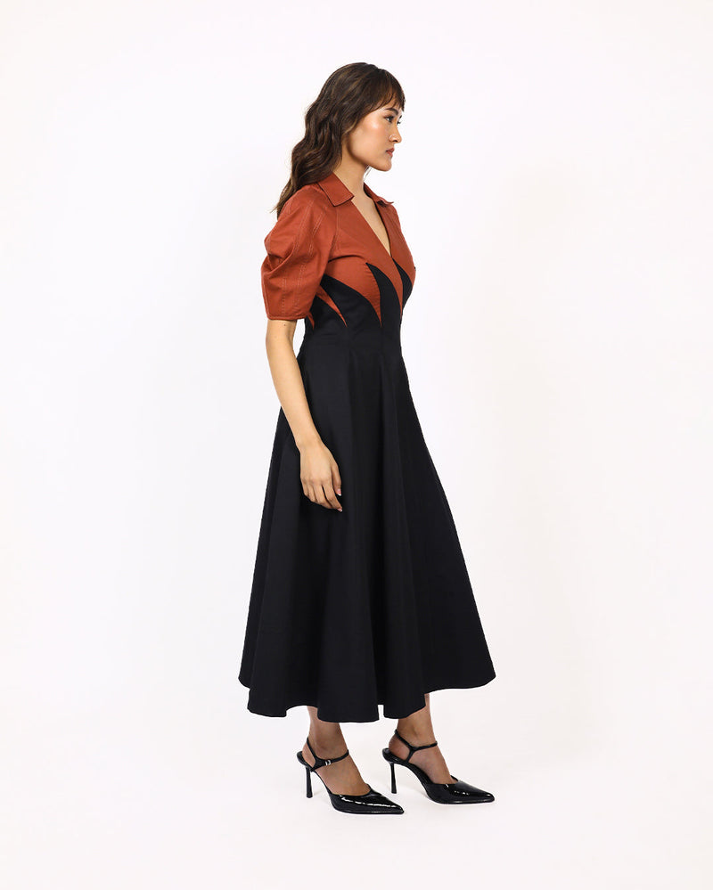 Yacht Dress-Black & Brown 100% cotton Buy Yacht Dress-Black & Brown from C&W | Dresses for Women by Leh Studios in multi color for women in Singapore